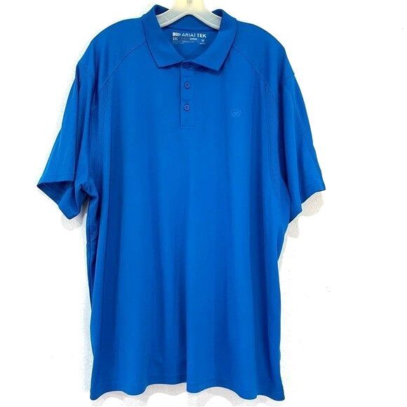 Ariat Tek Mens Blue Short Sleeve Polo Size XXL - Picture 1 of 5